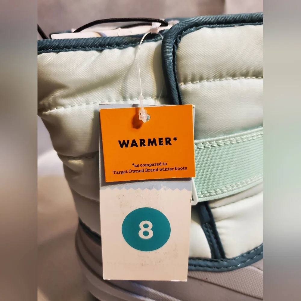 Kids Waterproof Snow & Rain Boots - Light Gray and Mint